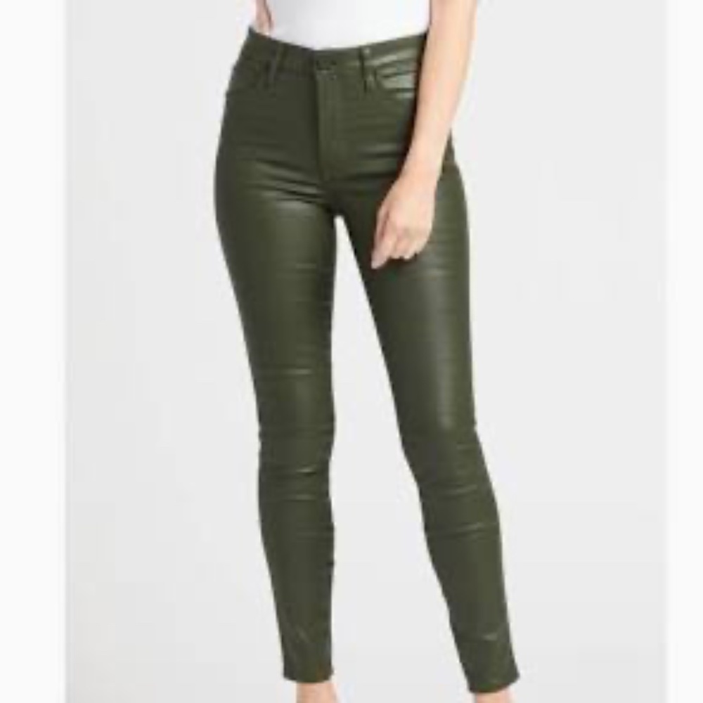 KUT Skinny Army Green Leather Pants